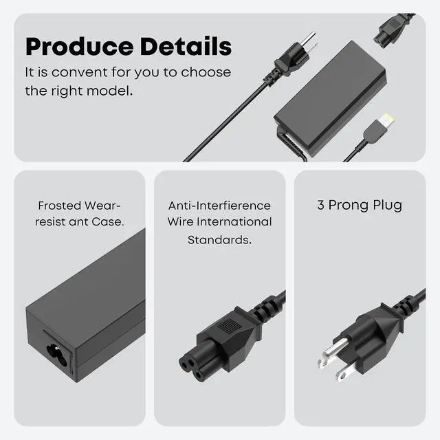 Alt view image 4 of 7 - WZXHU 65W Slim Tip Laptop Charger for Lenovo ThinkPad T470 T470S T460 X270 | Compatible with ThinkPad X250 X240 T440 T450 E570 E560 L470 X280 L480 E580 ADLX65NLC2A ADLX65NCC3A ADLX65NCC2A Power Cord