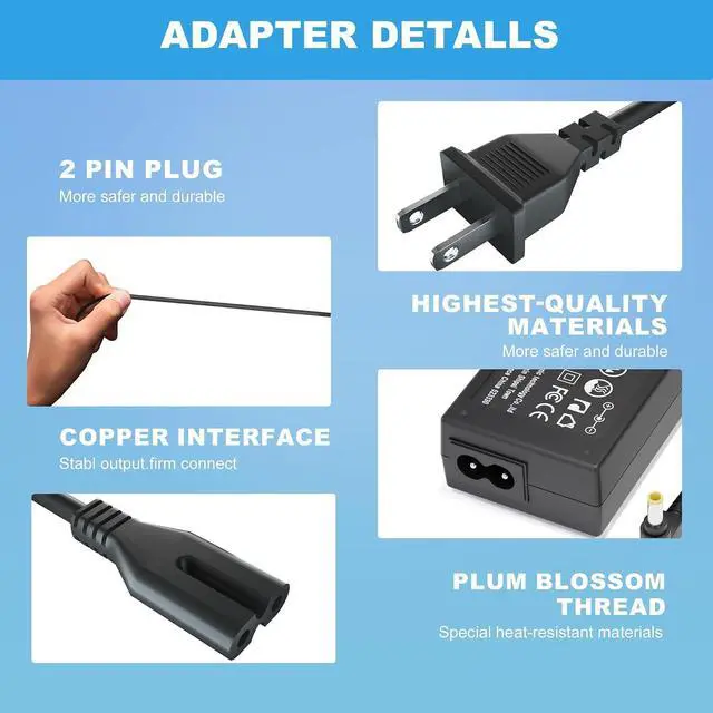 Alt view image 7 of 7 - 19V Monitor Power Adapter Cord Compatible with Asus | vg245, vg278, vg278q, vg279, vg279q, vg245h, 27'' 24'' 23'' 22'', Tuf Gaming