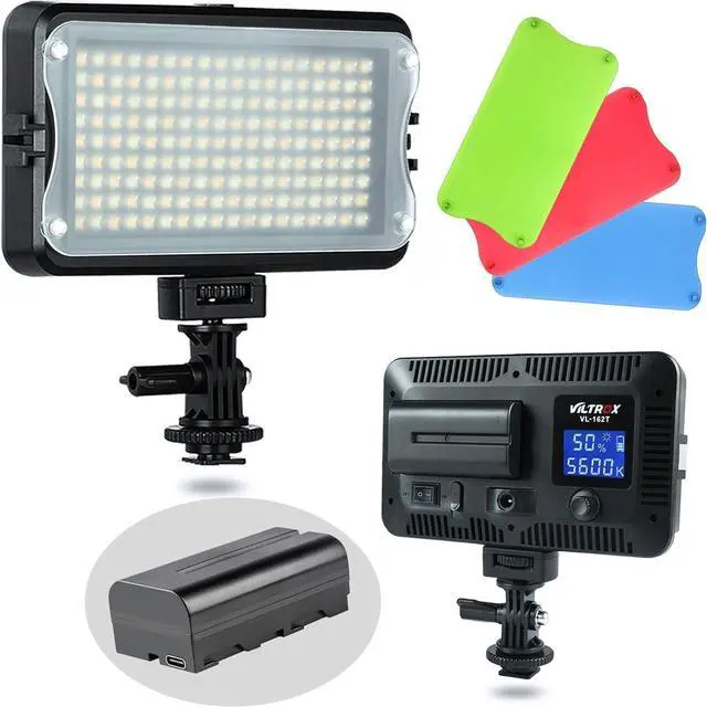 Main image of VILTROX VL-162T CRI95+ LED Video Light, Portable Camera Photo Light Panel Dimmable for DSLR Camera Camcorder with Battery, Charger, High Brightness, 3300K-5600K Bi-Color, White Filter and LCD Display