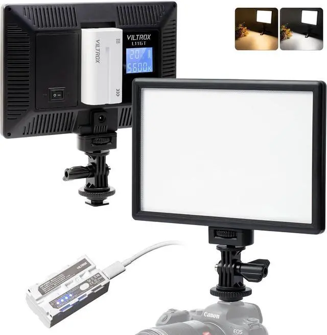 Main image of VILTROX 15W LED Video Light Panel, 3300K-5600K On Camera Light, Super Thin Key Light Panel with NP-F550, Led Photography Lighting CRI95+ for Studio Photography Video Recording Live Streaming L116T