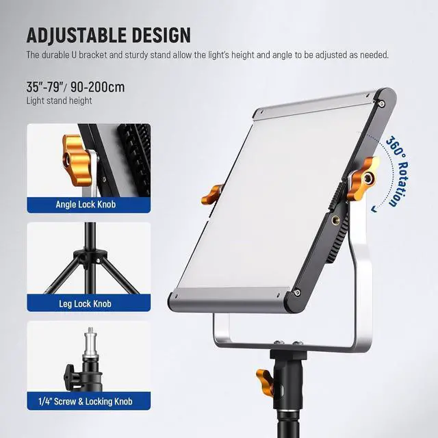 Alt view image 5 of 7 - Neewer 2 Packs Dimmable Bi Color 480 LED Video Light Kit, 3200~5600K CRI 96+ LED Panel with U Bracket, 75 inches Tripod Light Stand for YouTube Recording Studio Photography Streaming Key Lighting