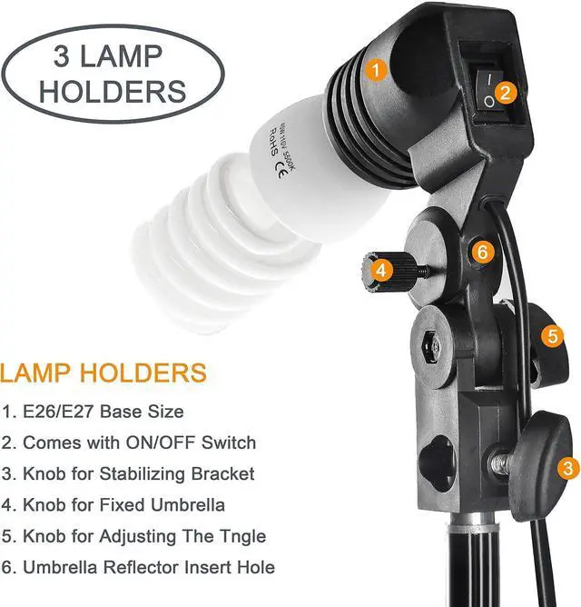 Alt view image 3 of 7 - EMART Umbrella Photography Lighting Kit, 200/700W Bulbs, Soft Light Continuous Photographic Reflector Set for Portrait Studio Video Recording, Filming, Podcast