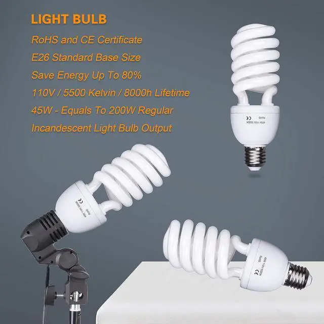 Alt view image 5 of 7 - EMART Umbrella Photography Lighting Kit, 200/700W Bulbs, Soft Light Continuous Photographic Reflector Set for Portrait Studio Video Recording, Filming, Podcast