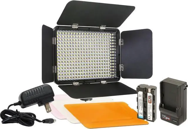 Main image of Vidpro LED-330 Photo and Video Light Kit - On Camera Panel LED Light - Adjustable and Dimmable Light Fits Cameras Video Camcorders and DLSR w/Hot Shoe Includes Rechargeable Battery Diffuser and More