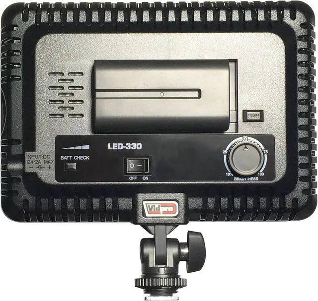 Alt view image 4 of 5 - Vidpro LED-330 Photo and Video Light Kit - On Camera Panel LED Light - Adjustable and Dimmable Light Fits Cameras Video Camcorders and DLSR w/Hot Shoe Includes Rechargeable Battery Diffuser and More