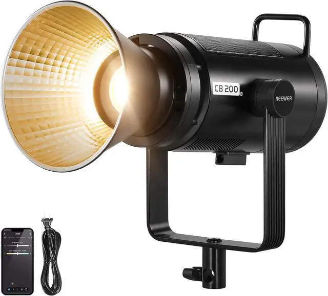 Main image of NEEWER CB200B 210W LED Video Light with 2.4G/APP Remote Control, All Metal Bi Color COB Continuous Output Lighting with Bowens Mount 90000Lux/1m 2700K-6500K CRI/TLCI97+ 12 Effects for Video Recording