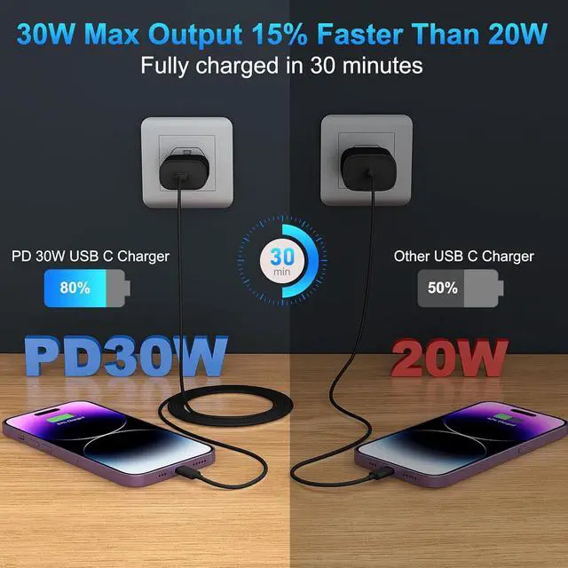 Alt view image 2 of 7 - 10Ft Phone 14 13 12 11 Charger Fast Charging,30W USB C Phone Charge Type C Charger with Extra Long USB C to Lightning Cable Cord for P Hone 14/13/12/11 Pro Max,14 Plus,Mini,Pro/XS/SE/XR/iPad,Black