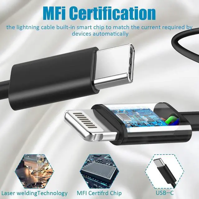 Alt view image 6 of 7 - 10Ft Phone 14 13 12 11 Charger Fast Charging,30W USB C Phone Charge Type C Charger with Extra Long USB C to Lightning Cable Cord for P Hone 14/13/12/11 Pro Max,14 Plus,Mini,Pro/XS/SE/XR/iPad,Black