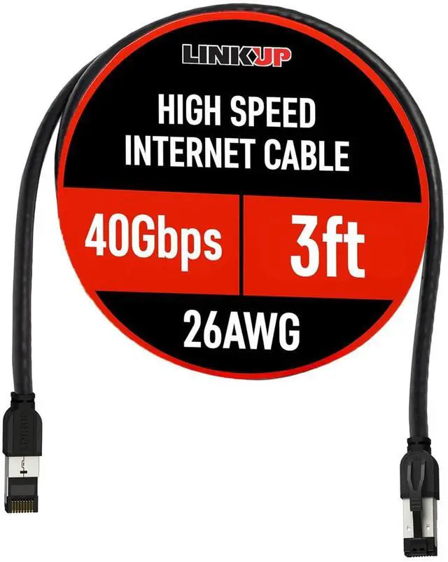 Main image of LINKUP Cat 8 Ethernet Cable | Long Internet Cord | High Speed LAN Connection | RJ45 connectors | Use with Cat 5/ Cat 6/ Cat 7 | Optimal for Gaming