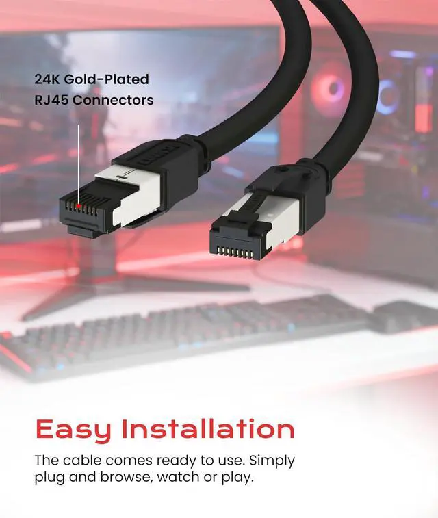 Alt view image 7 of 7 - LINKUP Cat 8 Ethernet Cable | Long Internet Cord | High Speed LAN Connection | RJ45 connectors | Use with Cat 5/ Cat 6/ Cat 7 | Optimal for Gaming