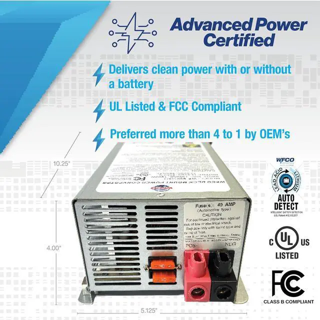 Alt view image 4 of 7 - WFCO Arterra WF-9865-AD-CB Converter/Charger - Deckmount - 65 Amp DC Output (20 Amp AC Power Cord) , Gray