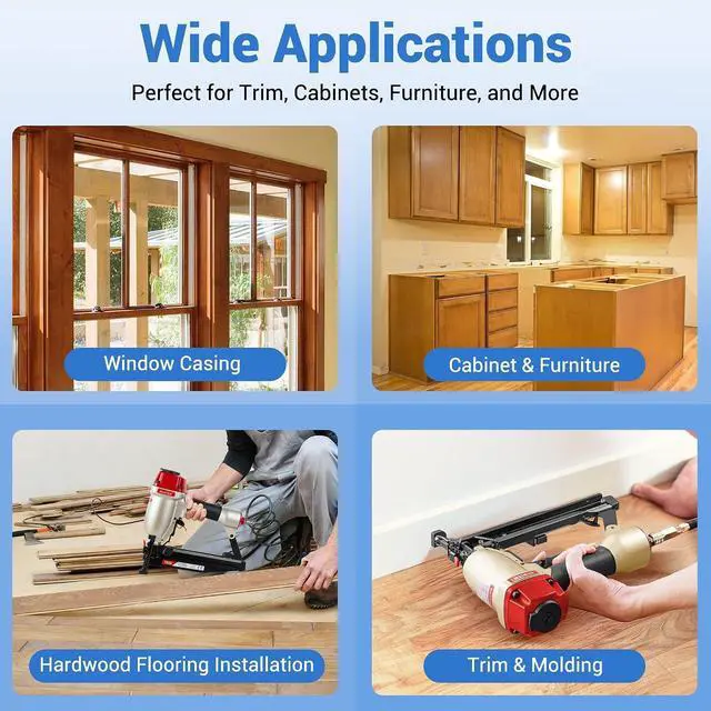 Alt view image 6 of 6 - meite 16 Gauge Finish Nails 2-1/2 Inch Galvanized Straight Nails 12,500PCS | Fits Pneumatic Cordless Finish Nailers, Rust-Resistant, Small Head Chisel Point for Softwood Hardwood Interior Trim Molding
