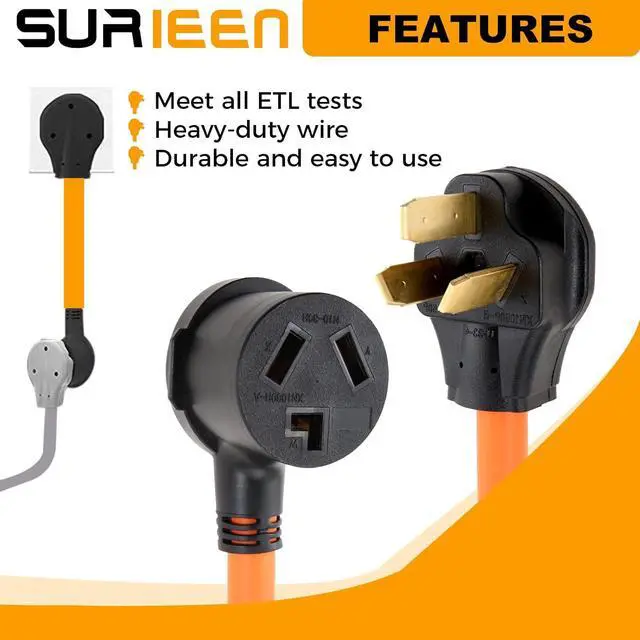 Alt view image 5 of 7 - NEMA 10-50P Male to 10-30R Female Dryer Adapter Plug 1.5FT | 3 Prong to 3 Prong Dryer Adapter Cord, 50 Amp to 30 Amp Socket for Old Style Dryer/Range to Dryer STW 10AWG/3C, 250V, ETL Lis