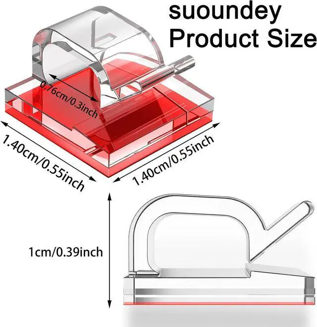 Alt view image 2 of 4 - 200 Pcs Cable Clips, Adhesive Cable Organizer Cord Holder Wire Clip Wire Management Self Adhesive Hooks Wire Holder for Office, Home(Transparent, 200PCS)