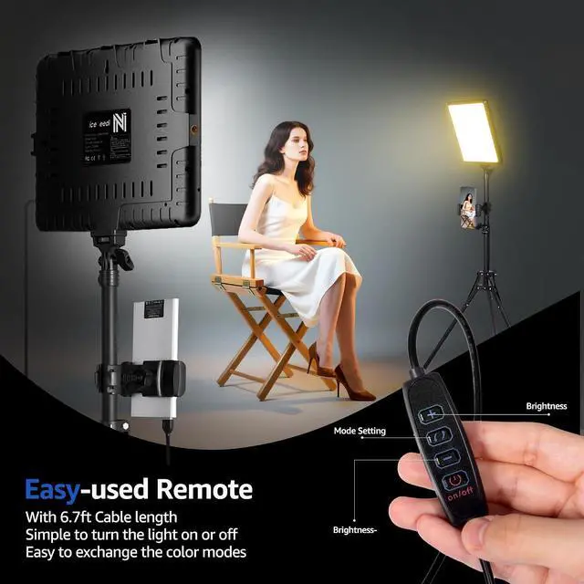 Alt view image 6 of 7 - 1-Pack LED Video Light Kit, NiceVeedi Photography Lighting Kit, 2800-6500K Dimmable Studio Light with Tripod Stand & Phone Holder, 73" Stream Light for Video Recording, Game Streaming, YouTube