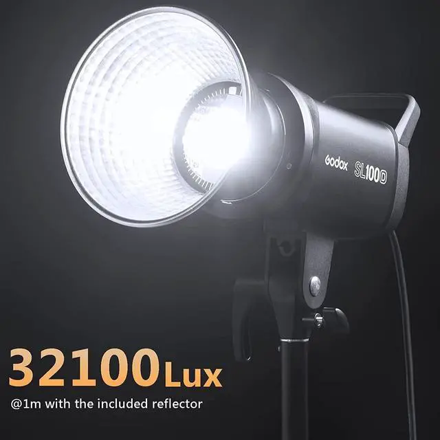 Alt view image 4 of 7 - Godox SL100D 100W Daylight LED Video Light 32,100Lux@1M, 5600K, CRI 96+, Bowens Mount LED Continuous Light, 8 FX, App Control, Silent Studio Lighting for Video Recording, Photography, Live Streaming