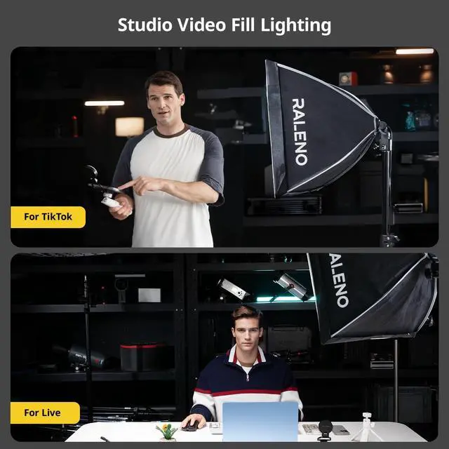 Alt view image 5 of 7 - RALENO 16"x16" Softbox Photography Lighting Kit for Video Recording Studio | Softbox Lighting with LED Bulb (50W | 5500K | 97 CRI ), Soft Box for TikTok Photography Shooting Live Streaming