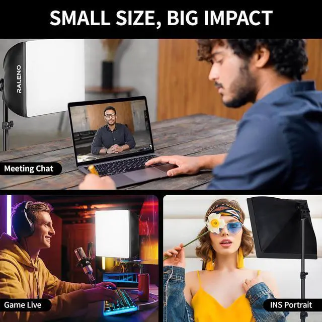 Alt view image 7 of 7 - RALENO 16"x16" Softbox Photography Lighting Kit for Video Recording Studio | Softbox Lighting with LED Bulb (50W | 5500K | 97 CRI ), Soft Box for TikTok Photography Shooting Live Streaming