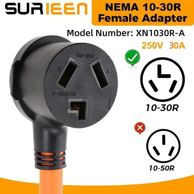 Alt view image 3 of 7 - NEMA 10-50P Male to 10-30R Female Dryer Adapter Plug 1.5FT | 3 Prong to 3 Prong Dryer Adapter Cord, 50 Amp to 30 Amp Socket for Old Style Dryer/Range to Dryer STW 10AWG/3C, 250V, ETL Lis
