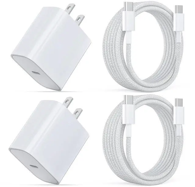 Main image of for iPhone 16 15 Charger Fast Charging,2 Pack 20W Wall Charger Block with USB Type c Braided Cable 6ft Charging Cord for iPhone 16 15 Series,for i.Pad Pro 12.9/11 in/Pad air 5/4