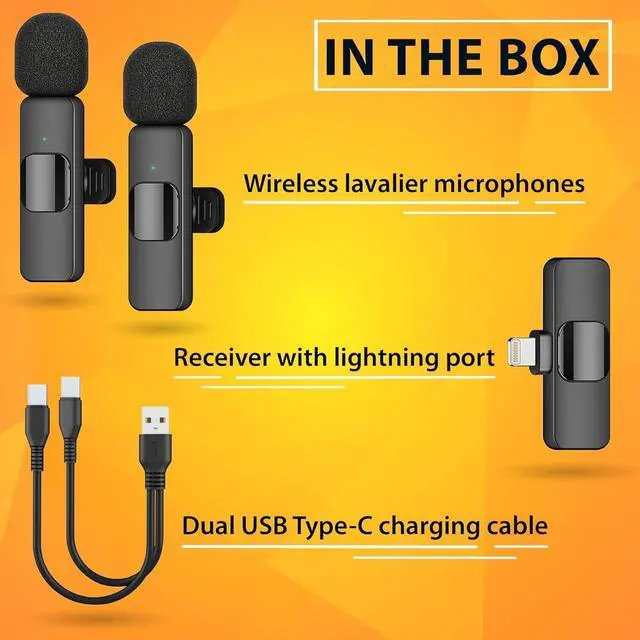 Alt view image 6 of 6 - PowerDeWise Professional Wireless Lavalier Lapel Microphone for iPhone, iPad - Dual Omnidirectional Condenser Recording Mic for Interview Video Podcast Vlog YouTube