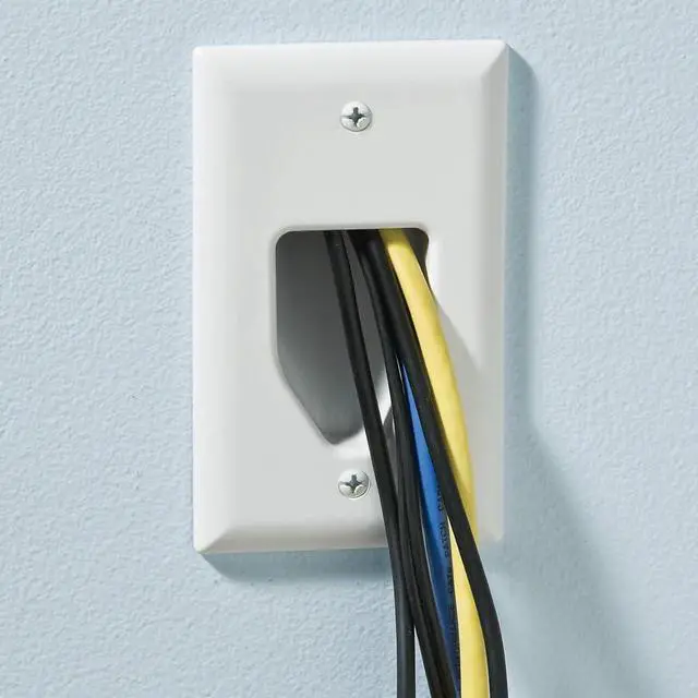 Alt view image 2 of 5 - DATA COMM Electronics 50-3331-WH-KIT Flat Panel TV Cord Organizer Kit, Wall Cable Pass Through, Hides Low Voltage Wires Behind Mounted TV, Includes 2 Mounting Brackets, Up/Down Cable Plate, White