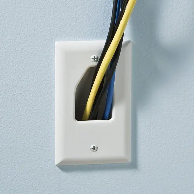 Alt view image 3 of 5 - DATA COMM Electronics 50-3331-WH-KIT Flat Panel TV Cord Organizer Kit, Wall Cable Pass Through, Hides Low Voltage Wires Behind Mounted TV, Includes 2 Mounting Brackets, Up/Down Cable Plate, White