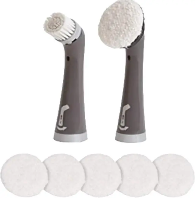 Main image of Rubbermaid Reveal Power Scrubber Attachable Soft Bristle & Velcro Head with 6 Microfiber Pads for Cordless Electric Battery Powered Scrub Brush Ideal for Shoes/Sneakers/Car Trim/Tires/Furniture