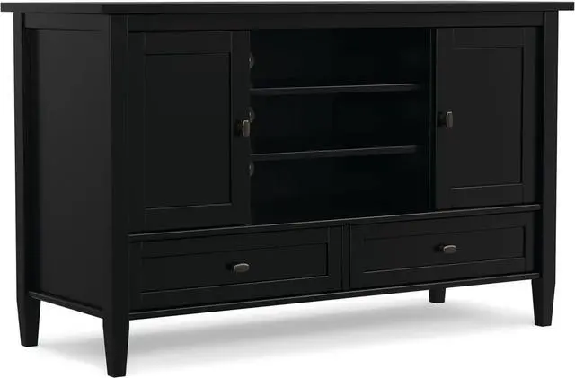 Main image of SIMPLIHOME Warm Shaker 72" Wide Solid Wood TV Stand in Hickory Brown
