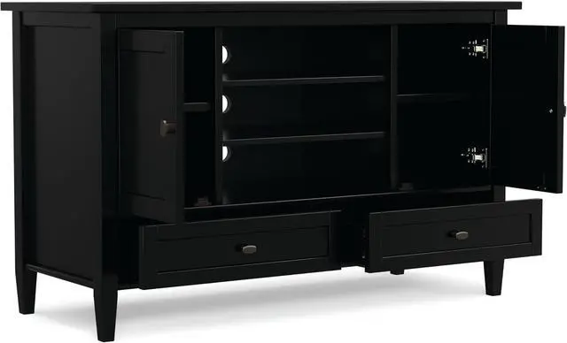Alt view image 3 of 7 - SIMPLIHOME Warm Shaker 72" Wide Solid Wood TV Stand in Hickory Brown