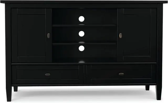 Alt view image 5 of 7 - SIMPLIHOME Warm Shaker 72" Wide Solid Wood TV Stand in Hickory Brown