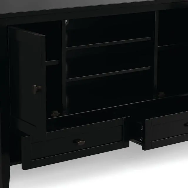 Alt view image 7 of 7 - SIMPLIHOME Warm Shaker 72" Wide Solid Wood TV Stand in Hickory Brown
