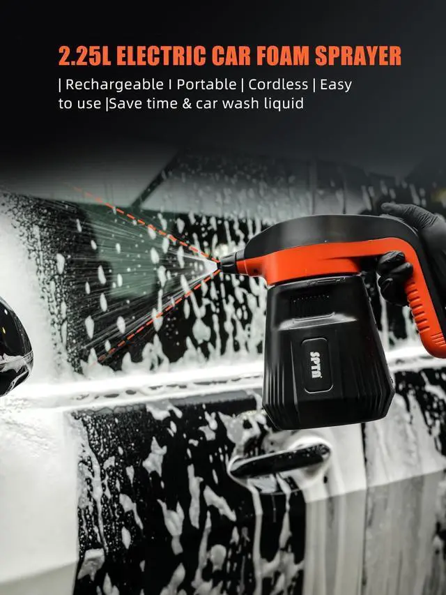 Alt view image 4 of 7 - SPTA Pressure Foam Sprayer, 2.25L/76 oz Electric Pressurized Soap Sprayer Car Foam Sprayer, Cordless Pump Sprayer, Car Wash Pressure Washer Foamer with 500ML Shampoo for Detailing