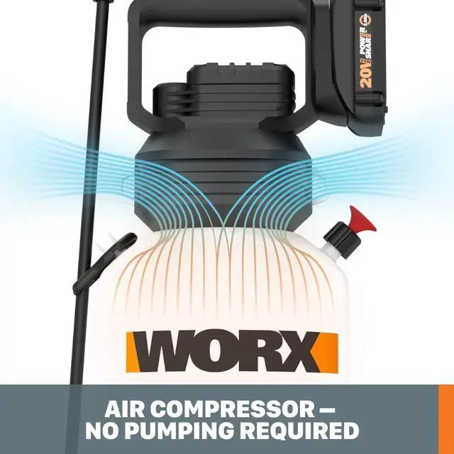 Alt view image 3 of 6 - WORX Cordless Yard Sprayer 20V 2-Gallon, WG829 | Automatic Pump; Variable Spray Nozzle; Battery & Charger Included; PowerShare