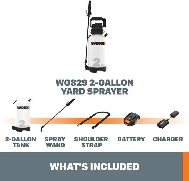 Alt view image 6 of 6 - WORX Cordless Yard Sprayer 20V 2-Gallon, WG829 | Automatic Pump; Variable Spray Nozzle; Battery & Charger Included; PowerShare