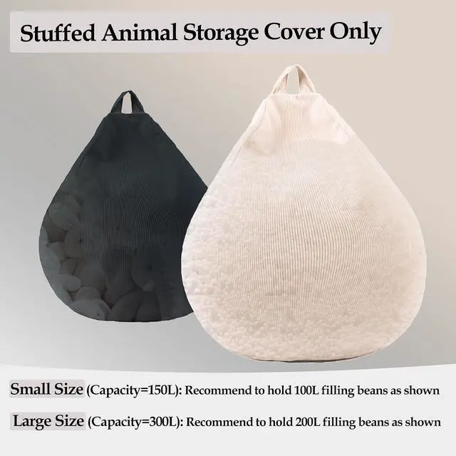 Alt view image 4 of 7 - LPMOERA Stuffed Animal Storage Soft Bean Bag Chair Cover No Filler Beige