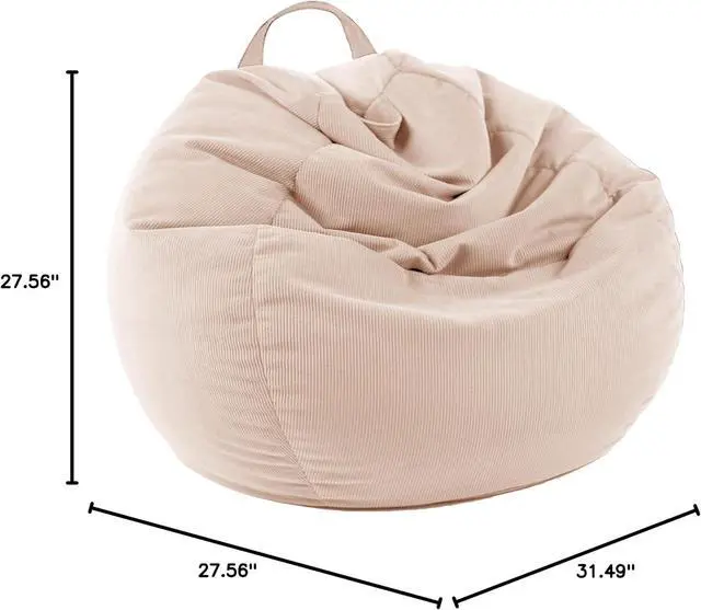 Alt view image 7 of 7 - LPMOERA Stuffed Animal Storage Soft Bean Bag Chair Cover No Filler Beige