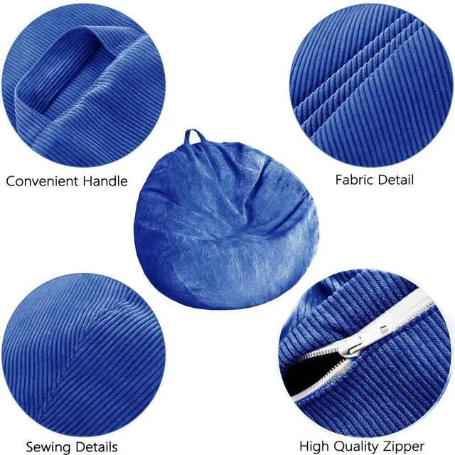 Alt view image 3 of 7 - Stuffed Animal Storage Bean Bag Chair Cover (No Filler) Washable Ultra Soft Corduroy Bean Bag Cover for Organizing Plush Toys or Textile, Sack Bean Bag for Adults, Teens
