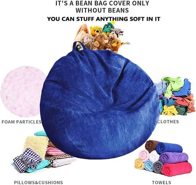 Alt view image 4 of 7 - Stuffed Animal Storage Bean Bag Chair Cover (No Filler) Washable Ultra Soft Corduroy Bean Bag Cover for Organizing Plush Toys or Textile, Sack Bean Bag for Adults, Teens