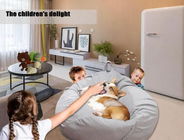 Alt view image 6 of 7 - Stuffed Animal Storage Bean Bag Chair Cover (No Filler) Washable Ultra Soft Corduroy Bean Bag Cover for Organizing Plush Toys or Textile, Sack Bean Bag for Adults, Teens