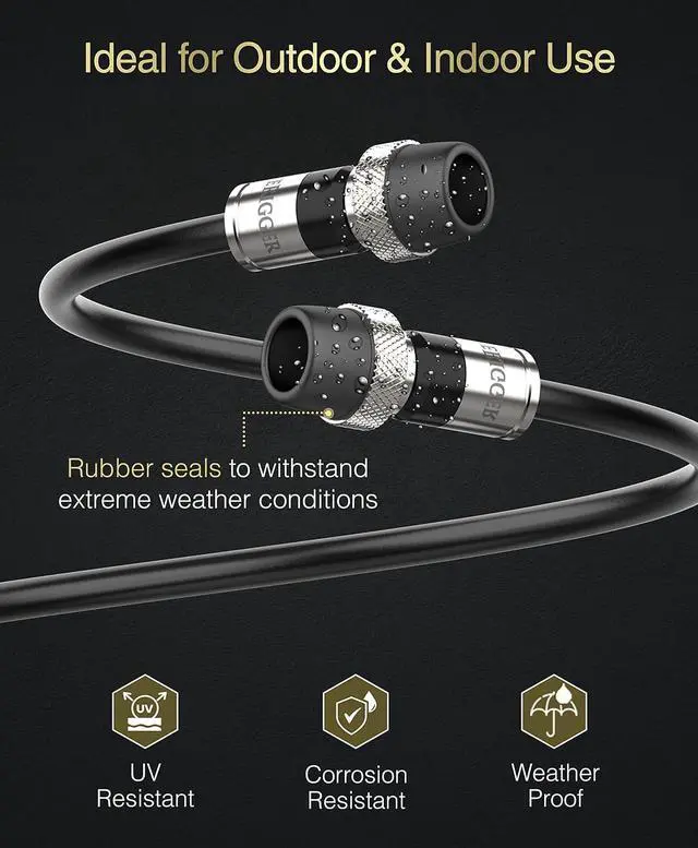 Alt view image 6 of 7 - BlueRigger RG6 Coaxial Cable, 75FT (Weatherproof Rubber Boot, Direct Burial, 75 Ohm, Indoor Outdoor) - Digital Coax Cord for HDTV, CATV, TV Antenna, Satellite, Broadband Internet