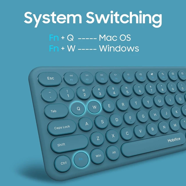 Alt view image 7 of 7 - Wireless Keyboard and Mouse Combo, Ultra-Thin 2.4GHz USB Cordless Plug and Play Full Size Silent Retro Slim Cute Blue Keyboard Mouse Set for Home Office Compatible with Windows/Mac(Blue)