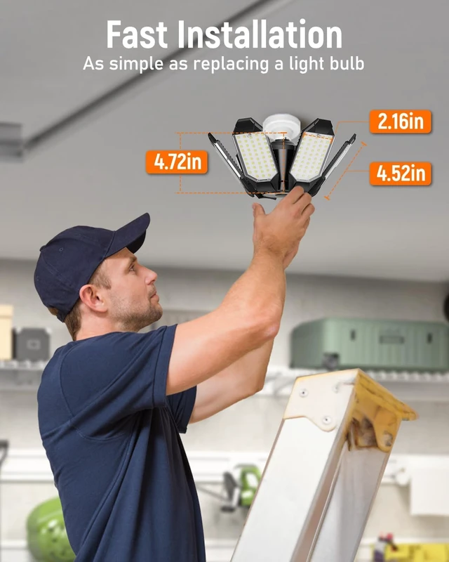 Alt view image 3 of 6 - Adiding LED Garage Light 2 Pack, LED Garage Ceiling Lights 20000LM 6500K