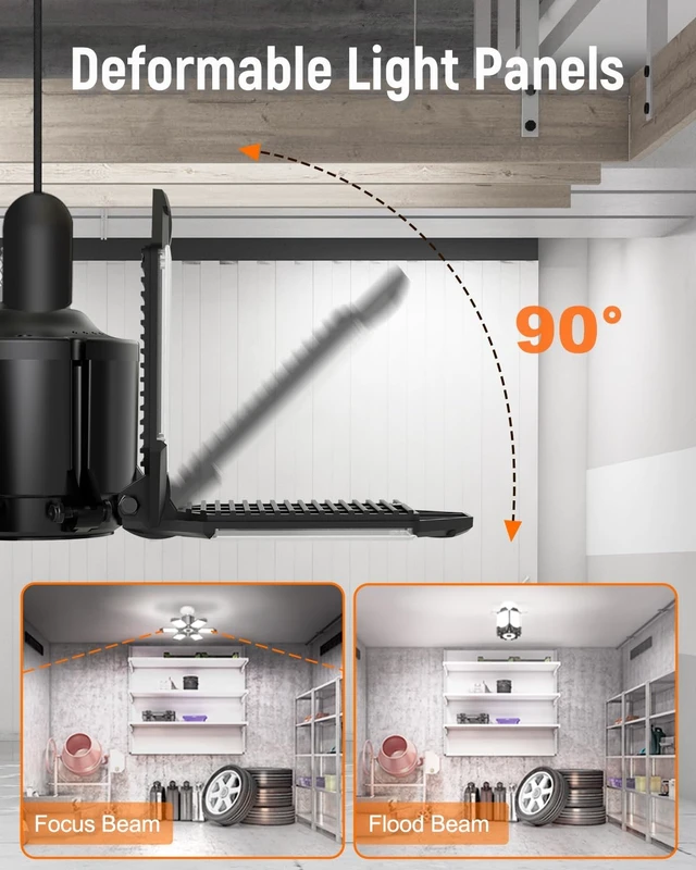Alt view image 4 of 6 - Adiding LED Garage Light 2 Pack, LED Garage Ceiling Lights 20000LM 6500K
