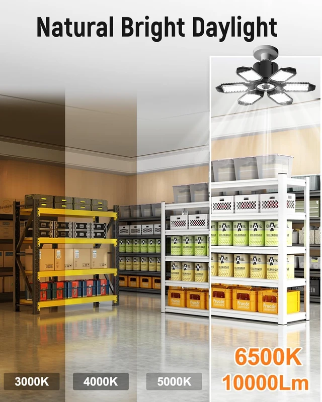 Alt view image 6 of 6 - Adiding LED Garage Light 2 Pack, LED Garage Ceiling Lights 20000LM 6500K