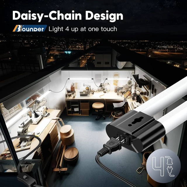 Alt view image 5 of 7 - BBOUNDER 10 Pack 4FT LED Shop Light, 6500K, 40W=250W, 4400LM, 4 Linkable