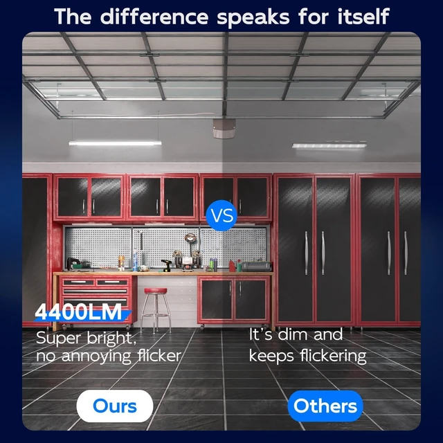 Alt view image 5 of 7 - hykolity 4FT Linkable LED Shop Light for Garage,4400LM,5000K Daylight