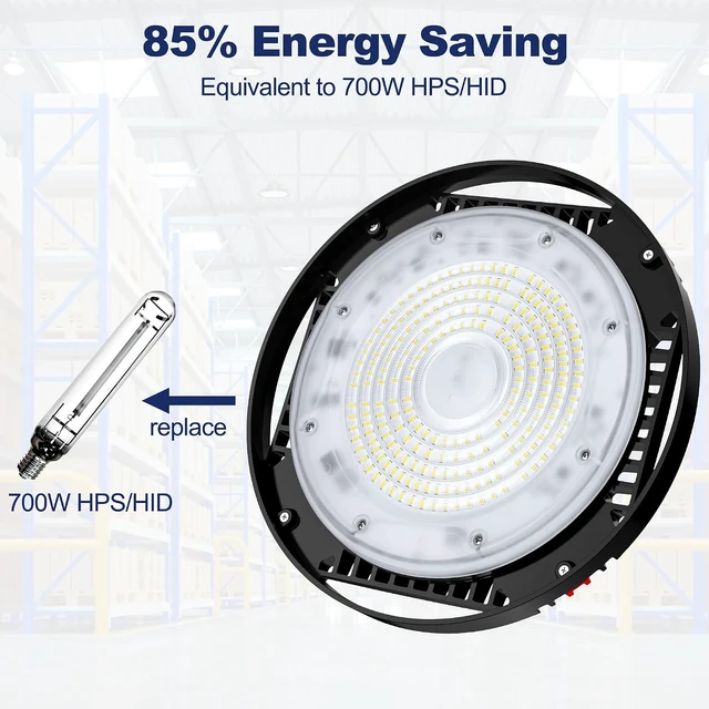 Alt view image 7 of 7 - CINOTON 160W UFO LED High Bay Light, Aluminum LED Shop Lights with 24000LM, 5000K Commercial Bay Lighting for Warehouse Garage Workshop Factory, 6' Cable & Safety Rope, ETL Listed 1 Pack