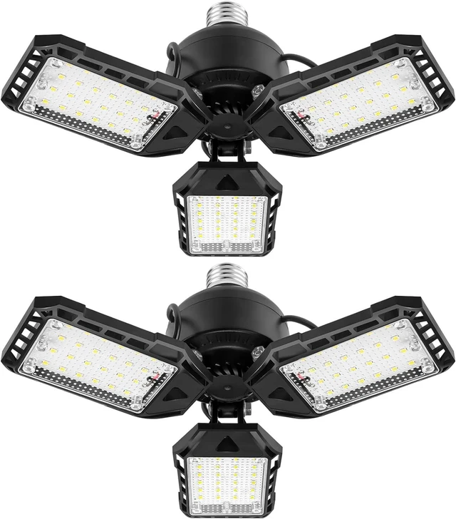 Main image of Aoretic LED Garage Lights 2 Pack -80W, 8000LM 6500K Led Shop Light with 3 Deformable Panels, Basement Barn Light Garage Ceiling Lights, E26 for Garage, Warehouse, Shop, Basement