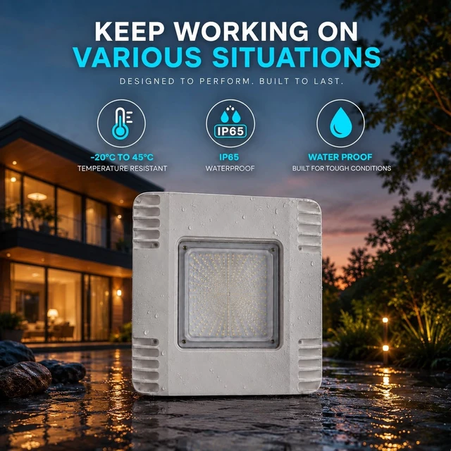 Alt view image 2 of 7 - 150W LED Canopy Ceiling Light - Ultra Efficient Recessed Surface Mount Gas Station Light - High Bay Carport or Parking Garage Lamp 19500lm 5700k UL Approved (150w 5700K-100-277V)